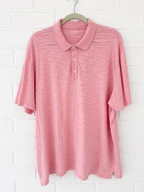 Vince Pink Slub Cotton Polo Shirt XXL 100% Cotton Short Sleeve Made in Peru